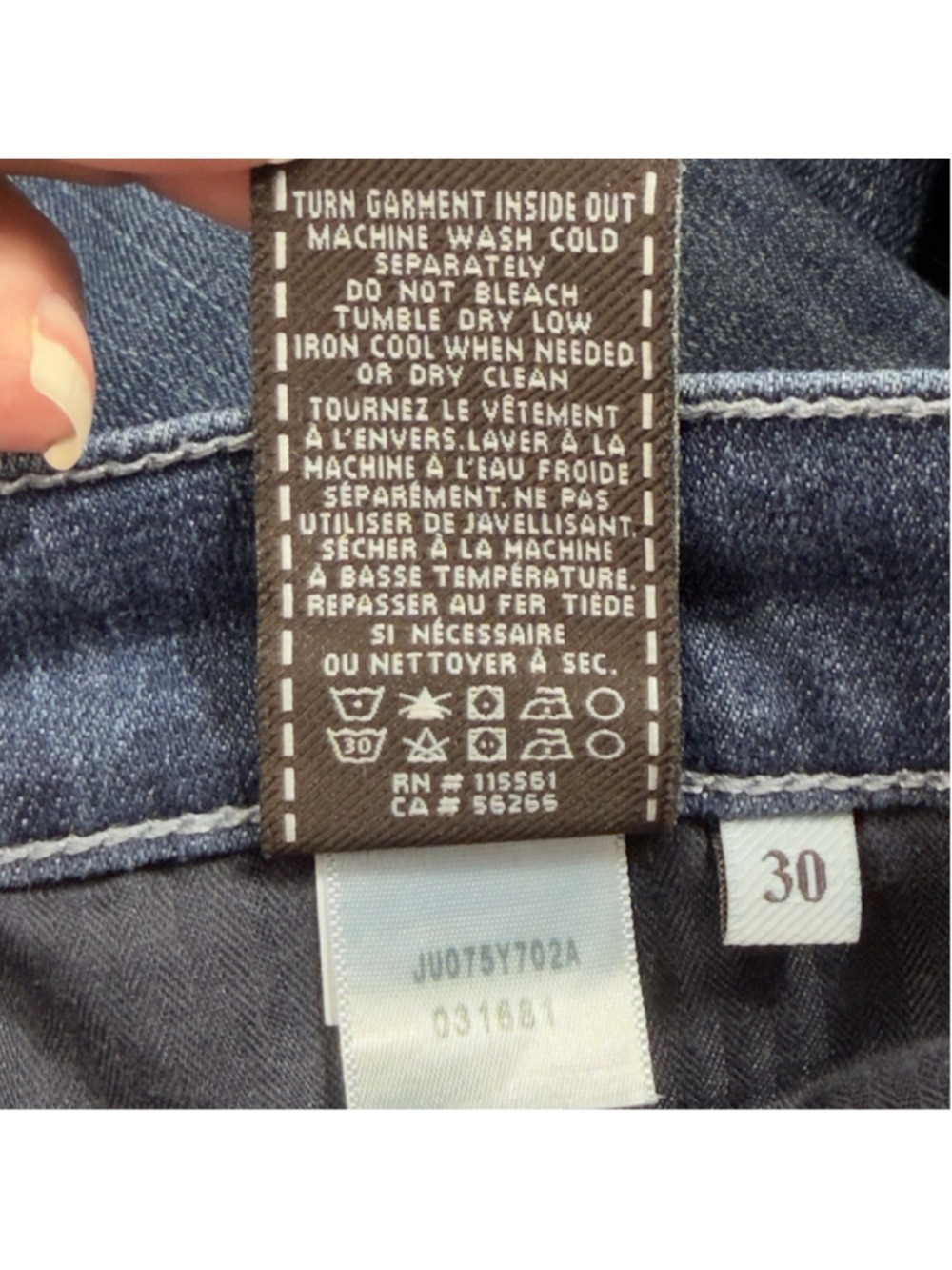 7 For All Mankind Jeans Womens 30x34 Blue Denim Low Rise Dojo Bootcut Faded Y2K - Picture 12 of 12